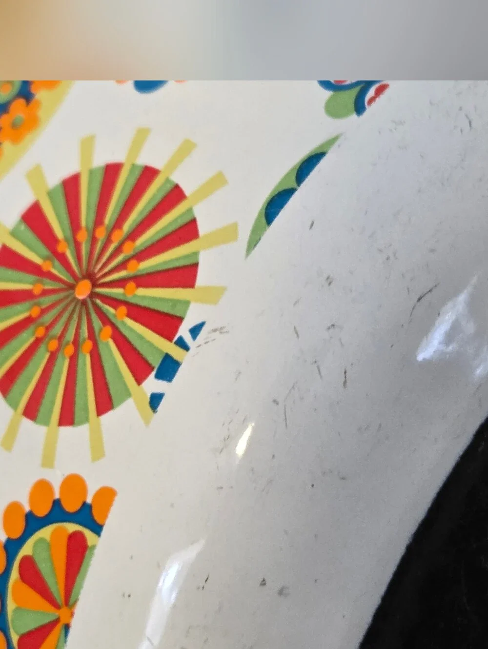 HTF  1970s Flower Power Medallion Enamelware 2 Qt Saucepan With Lid Vintage